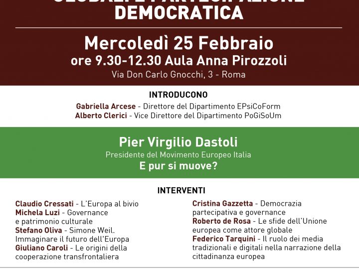 L’Unione europea tra sfide globali e partecipazione democratica